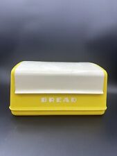 VINTAGE  Lustro Ware Yellow & White Plastic Bread Box 14x10x8 Original Sticker picture