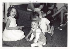 Old Photo Snapshot Baby Boy With Boy Girl Women Vintage Portrait 6A3 picture
