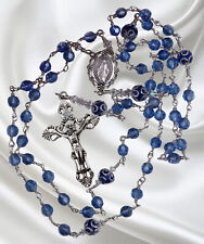 Unbreakable Handmade Catholic Rosary Czech Crystal Sapphire September Birthstone picture