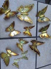 Vintage Metal Hanging Butterflies - Brass Wall Art MCM - Set of 11 picture