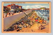 Galveston TX-Texas, Beach Scene At Murdock's, Vintage Souvenir Postcard picture
