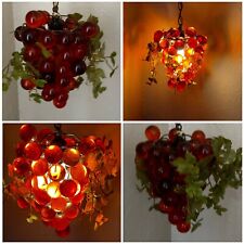 Vintage MCM 60s Hanging Swag Lamp of Lucite Grapes- Orange/Red Cluster picture