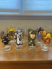 VINTAGE 1973 Warner Brothers Looney Tunes Pepsi Glasses Set Of 8 Near Mint picture
