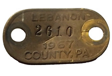 1967 Pennsylvania Dog Metal License Rabies Tag VINTAGE LEBANON COUNTY PA - #2610 picture