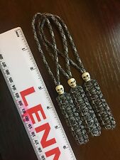550 Paracord Knife Lanyard 3pk Gutted Titanium Cord Skull Beads picture