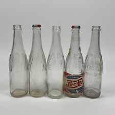 VTG PEPSI COLA 1940s Clear Embossed Vertical Wave 5 Glass Bottles DOSSIN'S FOOD picture