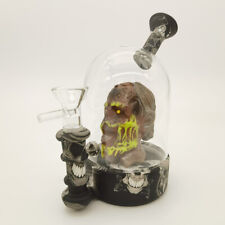 4.7 Silicone & Glass Bong Skull Waterwheel Hookah Smoking Water Pipe +14mm Bowl picture