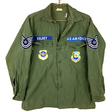 Vintage Us AF Og-107 Button Up Shirt Size 15.5x33 Green 1976 Vietnam Era 70s picture