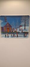 MCM Melamine Tray Italian After Church In The Winter Snow Scene 12