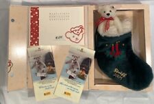 2005 Steiff Blonde Teddy Bear Christmas Stocking Limited Edition WITH  BOX & COA picture