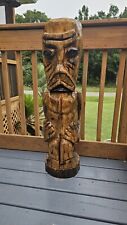 Large  Solid Wood Squatting Tiki Statue, Chainsaw Carving, Sinker Pine Recovered picture