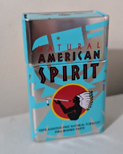 Natural American Spirit Vintage Blue Flip Top Cigarette Tin cigar Collectors picture