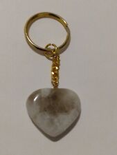 Heart Polished Rock Stone Novelty Keychain Charm picture