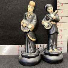 Vintage Japanese 7.5” Figurines - 2 Figures Playing Music - Excellent Condition picture