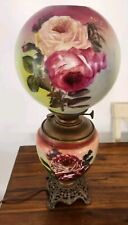ANTIQUE VICTORIAN GONE WITH THE WIND LAMP BIG ROSES SUCCESS picture
