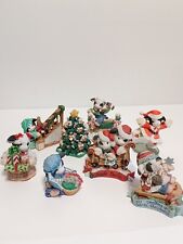 Lot of 8 - Vintage Mary's Moo Moos Christmas Collectible Cow Figurines  picture