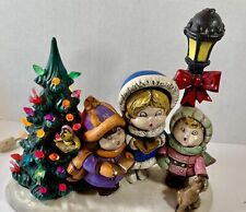Vintage 1987 Lighted Christmas Tree and Carolers Provincial Mold Ceramic picture