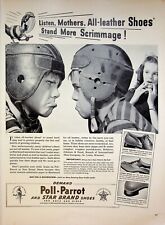 1941 Poll-Parrot Star Brand Shoes Vintage Print Ad 1940s Boys Football Helmets picture