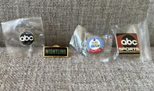 Four (4) VINTAGE ABC NEWS, RADIO, & SPORTS Collectible Pins picture