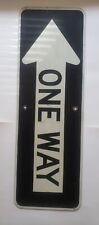 Real Retired 36”x12” ONE WAY Metal Road Street Sign Black White Left Pointed picture