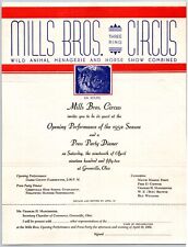 Miller Bros. 3 Ring Circus Letterhead re: Press Party Dinner c1952 Scarce picture
