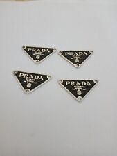 Silver4 Pieces 38mm Prada Logo Triangle with trim Silver tone Button  Zipperpull picture