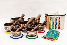Harmonize Your Chakras-the Stunning Black & Golden Tibetan Singing Bowl Set of 7 picture