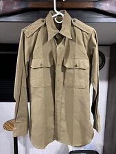 Vtg 1945 WWII Wool OD MILITARY USA US Army WW2 40's Uniform Shirt Officers picture