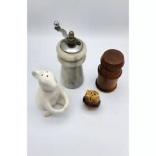 Lot of Saltshakers, Miscellaneous Styles, Owl, Grinder, Rabbit Wooden picture