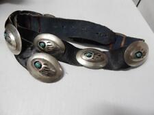 VINTAGE 1960-70s NAVAJO INDIAN BEAR CLAW TURQUOISE GERMAN SILVER CONCHO BELT picture