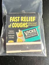 MATCHBOOK - FAST RELIEF OF COUGHS - VICKS MEDICATED COUGH DROPS - UNSTRUCK picture