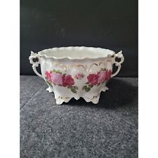 1884-1909 M. Z. Austria Porcelain Handled Bowl , Pink n Dk Pink Roses, Gold Trim picture