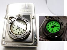 Time Lite Light Glow in the dark Pocket Watch Clock running Zippo 1997 Fired picture