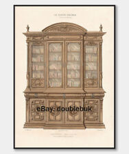 Classic antique bookcase collection. RENAISSANCE furniture,  Giclee  PRINT 03 picture