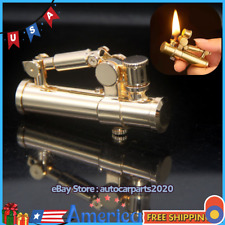 Pure Brass Cigarette Lighter Steampunk Vintage Refillable Kerosene Lighters Mens picture