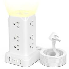 PD20W USB C Power Strip Tower with Night Light, Surge Protector Power White picture