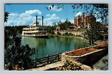 Orlando FL, Disney World Steamship, Rivers Of America Vintage Florida Postcard   picture