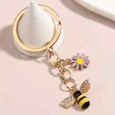 Cartoon Bee & Daisy Keychain Cute Key Ring Purse Bag Backpack Car Accessory New picture