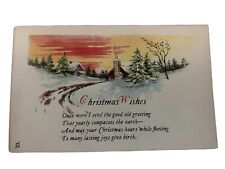 Antique Postcard 1920S Christmas Holiday Watercolor Snow Scene Unposted picture