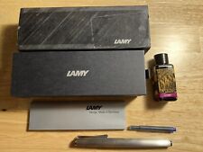 Lamy Studio Fountain Pen Stainless Steel 1.5 Nib EUC, Free Diamine Ink picture