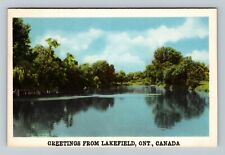 Lakefield Ontario Canada, Greetings, Scenic Lake View Vintage Souvenir Postcard picture