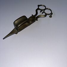Antique Vintage Early 19th Century Brass Candle Wick Scissor Snuffer Cutter picture