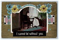 1910 Woman I Cannot Be Without You Flowers Art  Nouveau Gresham WI Postcard picture