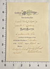 Vintage Antique Ephemera Marriage Certificate Jacksonville Florida 1947 picture