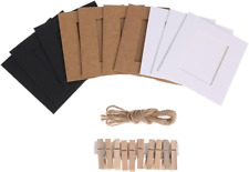 30Pcs DIY Kraft Paper Cardboard Photo Frame with Wooden Clips and String, picture