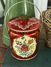 Vintage Murray Allen Regal Crown Flower Red Tin Made in England w/ Handle picture