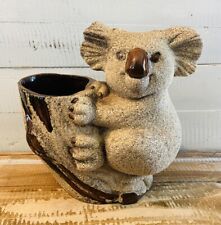 Vintage Royal Haeger 1970's Koala Bear Tree Stump Sandstone Planter Vase Ceramic picture
