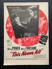 Vintage 1942 “This Above All” Film, Joan Fontaine Print Ad picture