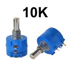 10K Ohm Rotary Potentiometer Variable Dial Resistor Precision 10-Multiturn Blue picture