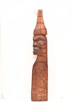 VTG Northwest Coast Native Salish MAN Bird Carved Wood Plaque Totem 23.5
